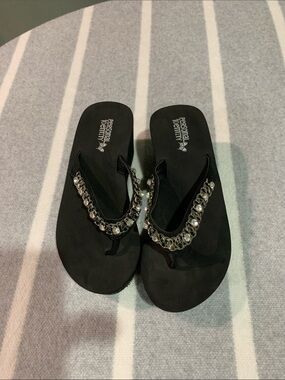 Personal Identity Black Jeweled Thong Sandals brand new
